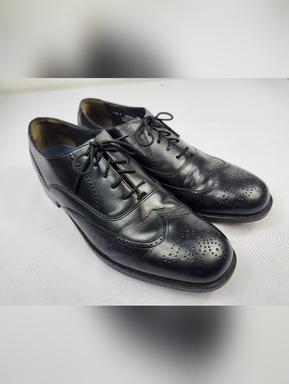 Bostonian Stockbridge Black Leather Wingtip Brogue Oxfords Mens 11.5 D